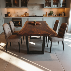 Kitchen Decor Mid Century Wooden Live Edge Dining Table