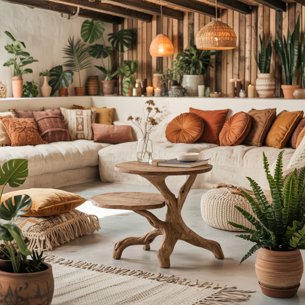 Rustic Round End Table Cozy Living Room Style