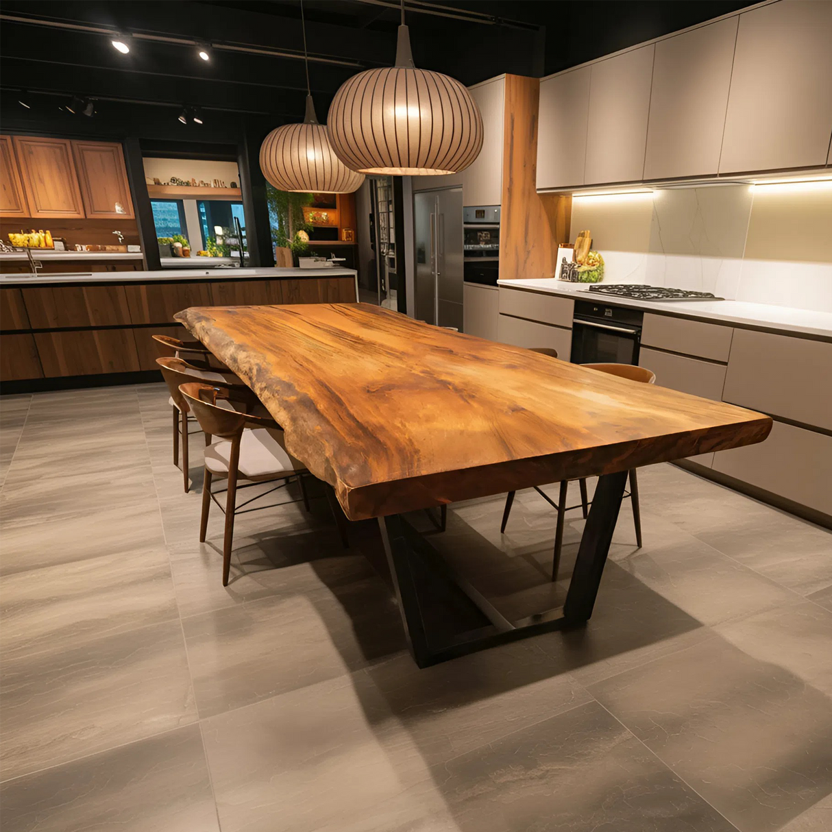 Kitchen Decor Modern Live Edge Dining Table Sleek Grain