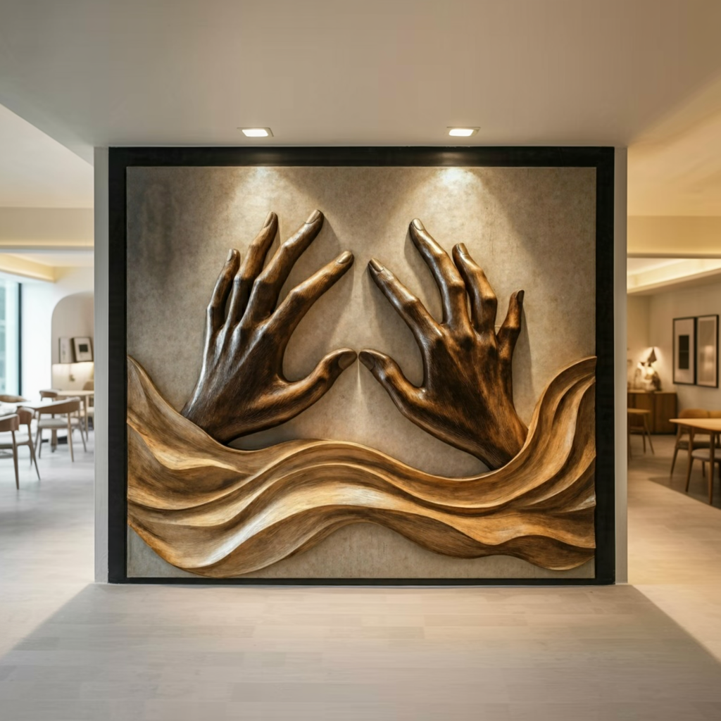 Handcrafted Wood Wall Sculpture For Living Room Charm