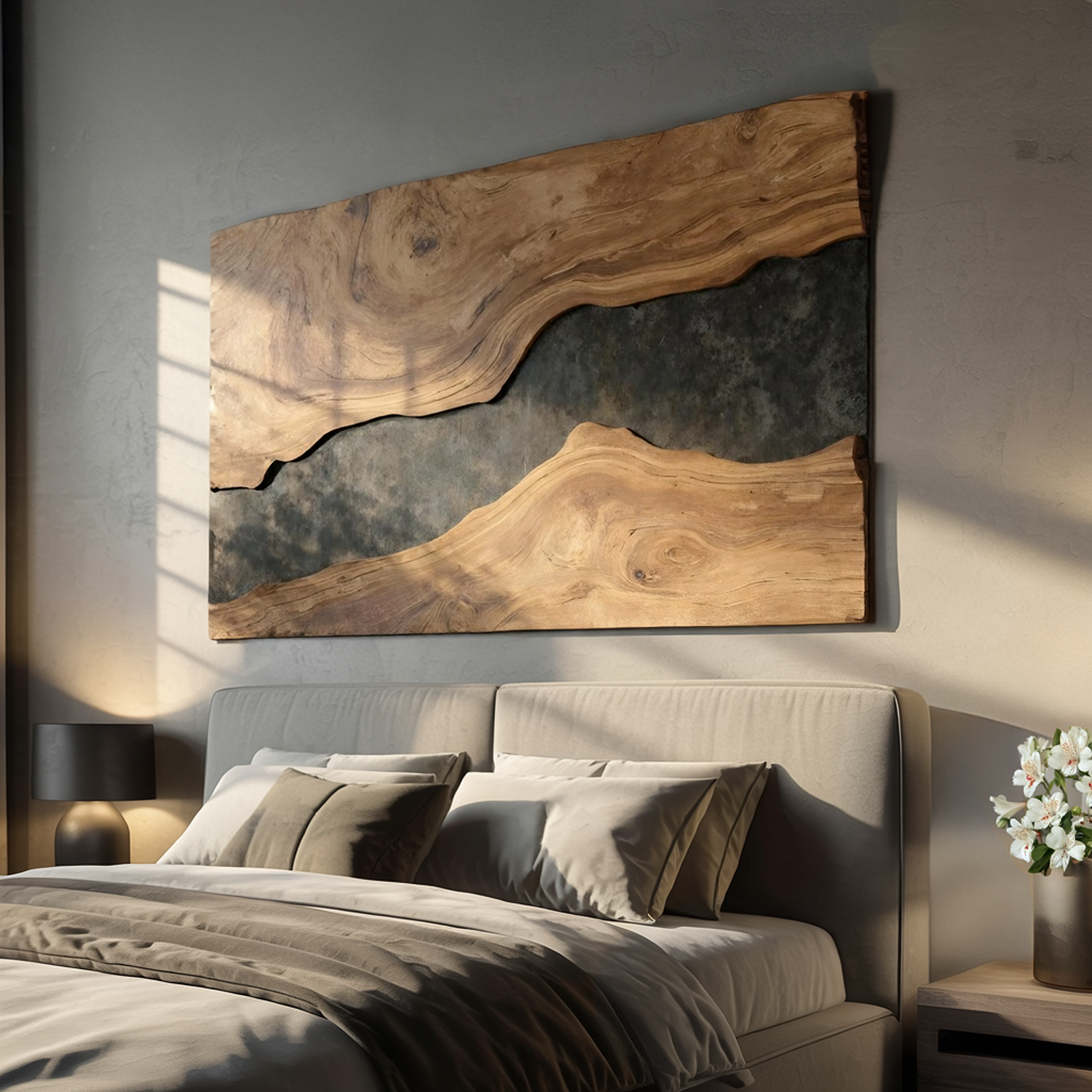 Mid Century Rectangular Wooden Wall Art For Living Room