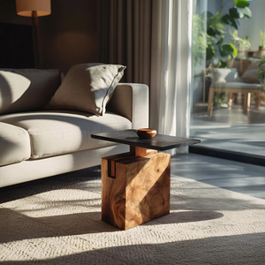 Handcrafted Solid Wood End Table For Coastal Home Style
