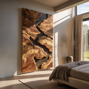 Mid Century Solid Wood Wall Sculpture For Living Room