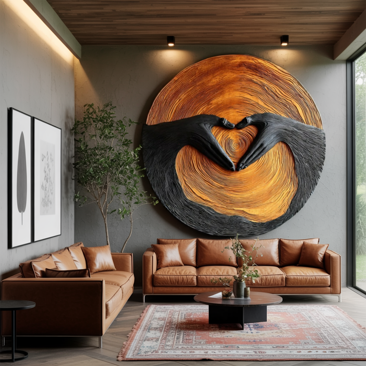 Mid Century Solid Wood 3D Sculpture For Living Room Decoration