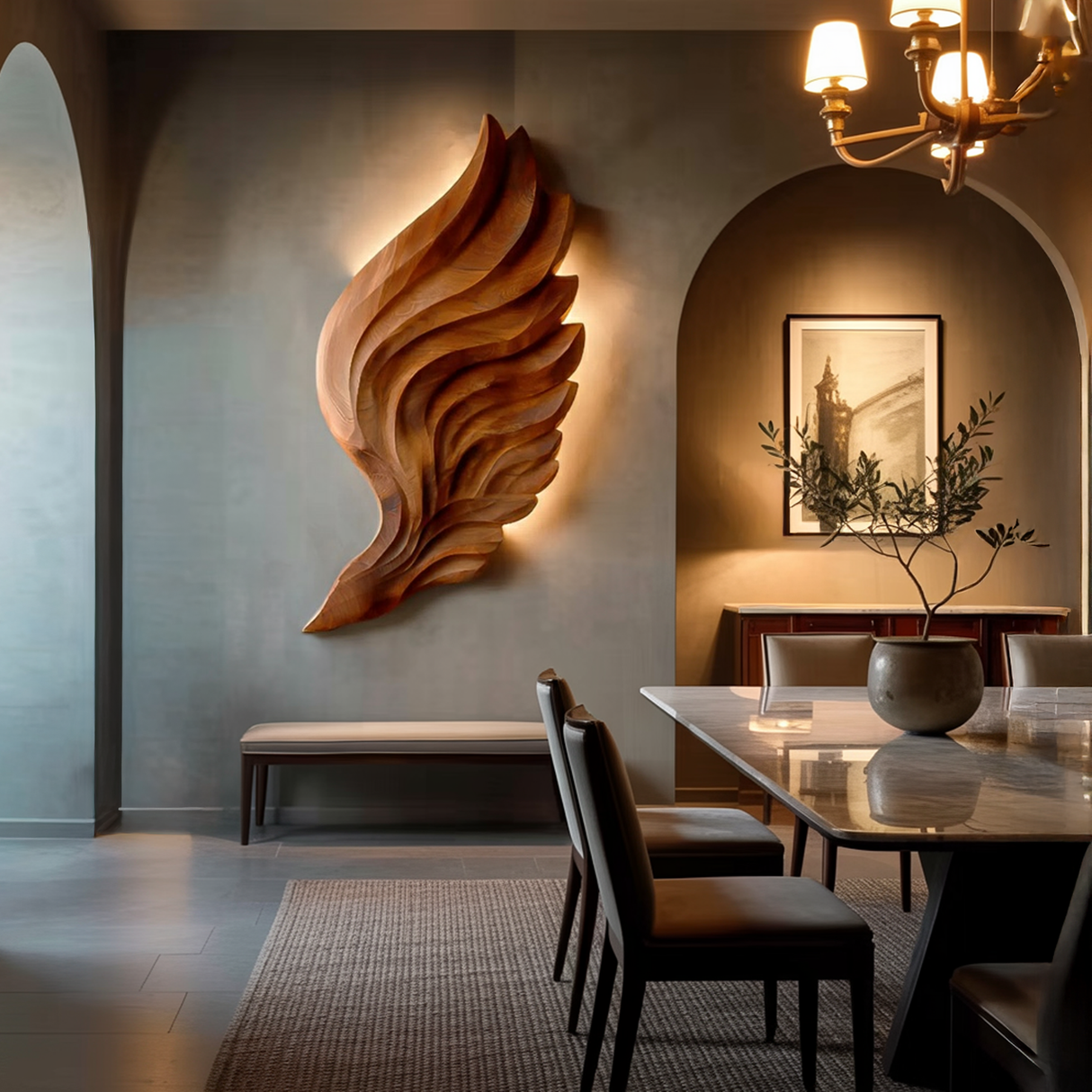Contemporary Wooden Wing Wall Art For Modern Wall Decor