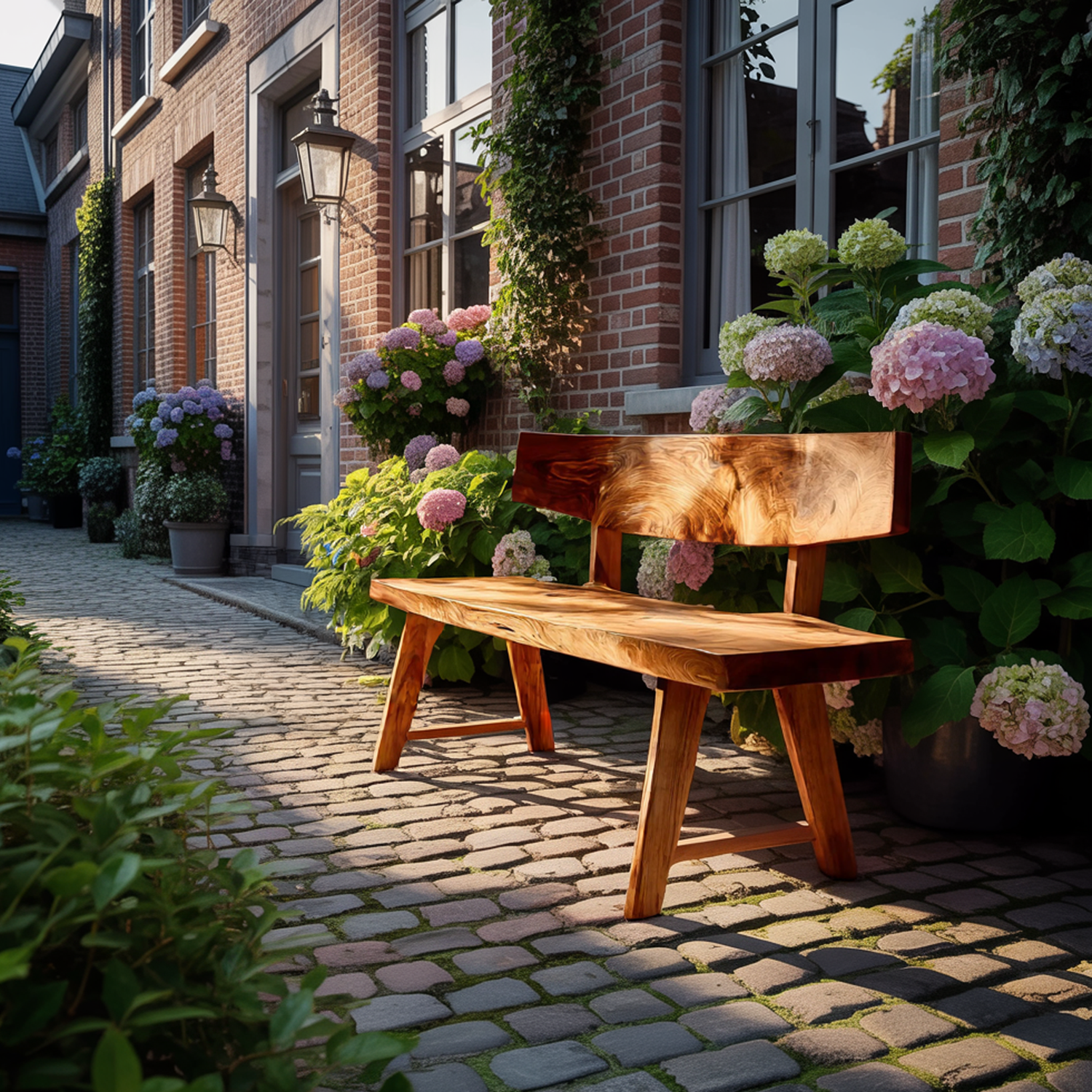 Modern Outdoor Wooden Bench For Garden And Patio