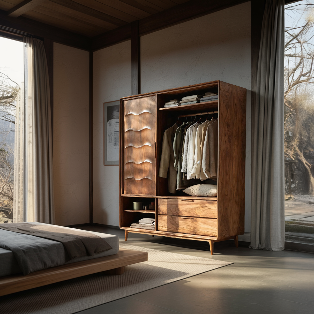 Modern Wardrobe With Drawers For Bedroom