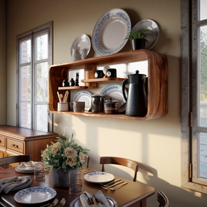 Modern Curved Wooden Kitchen Shelf For Furniture Decor
