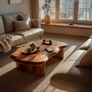 Modern Abstract Solid Wood Coffee Table For Living Room Decor