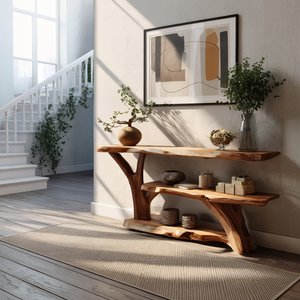 Modern Wooden Live Edge Console Table For Entryway Home Decoration
