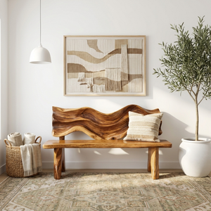 Rustic Live Edge Bench For Entryway Accent Seating
