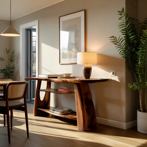 Farmhouse Wooden Live Edge Console For Minimalist Design