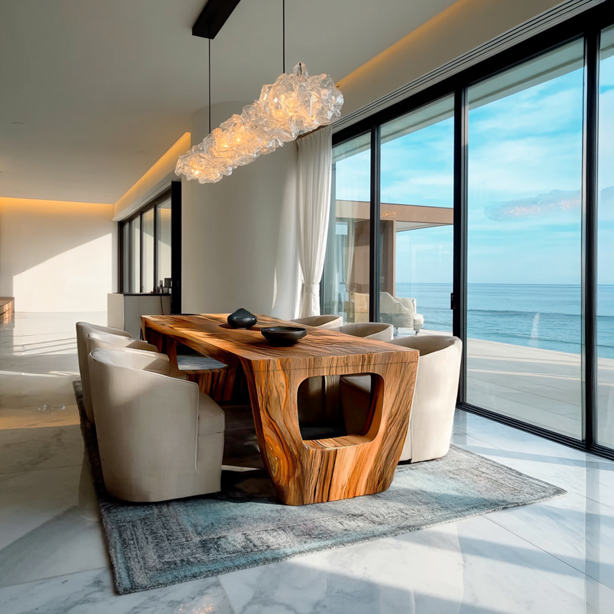 Rustic Dining Table With Artistic Base Design For Kitchen