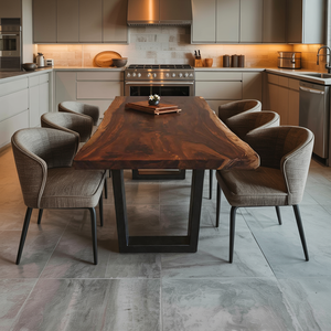Kitchen Decor Mid Century Wooden Live Edge Dining Table