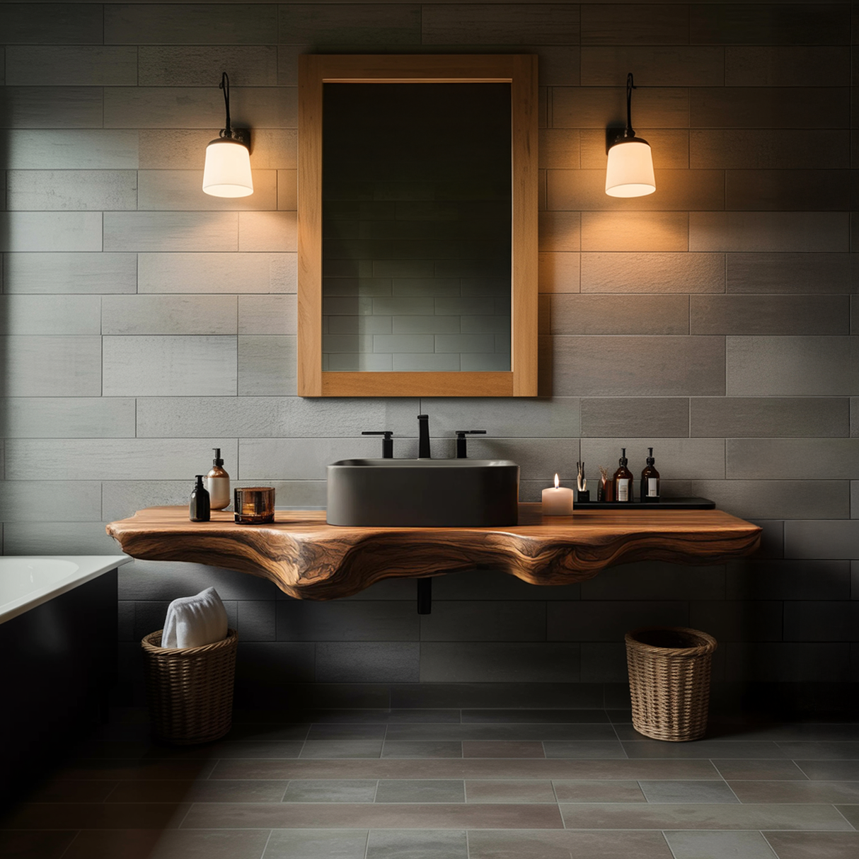 Mid Century Solid Wood Vanity For Sleek Bathroom