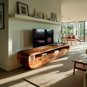 Handcrafted TV Cabinet Design Spacious Drawers For Living