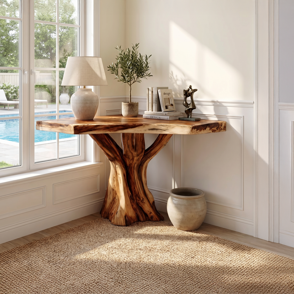 Modern Sculptural Live Edge Console Table For Entryway Furniture