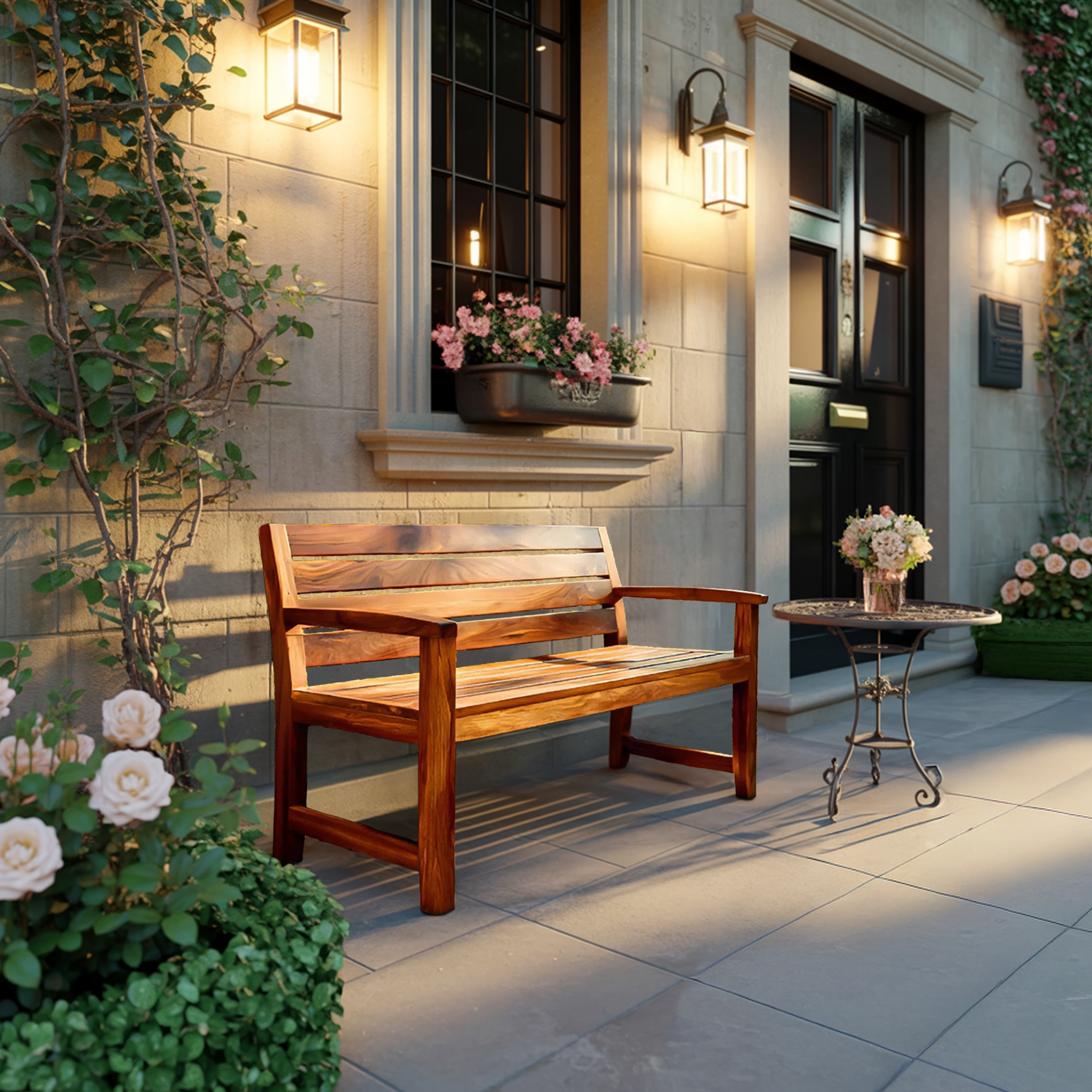 Rustic Outdoor Wood Bench For Natural Landscape