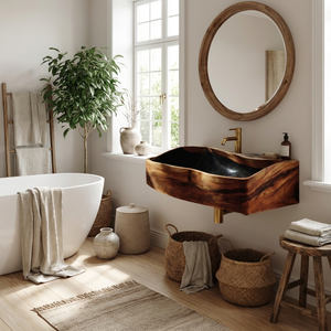 Handcrafted Wooden Vanity Sink For Bathroom Furniture Decor
