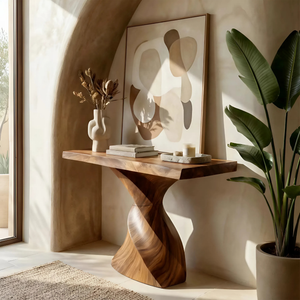 Farmhouse Solid Wood Console Table Organic Sculptural For Home Decor