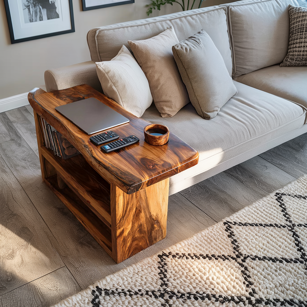 Farmhouse Live Edge Armrest For Sofa Decor Accent