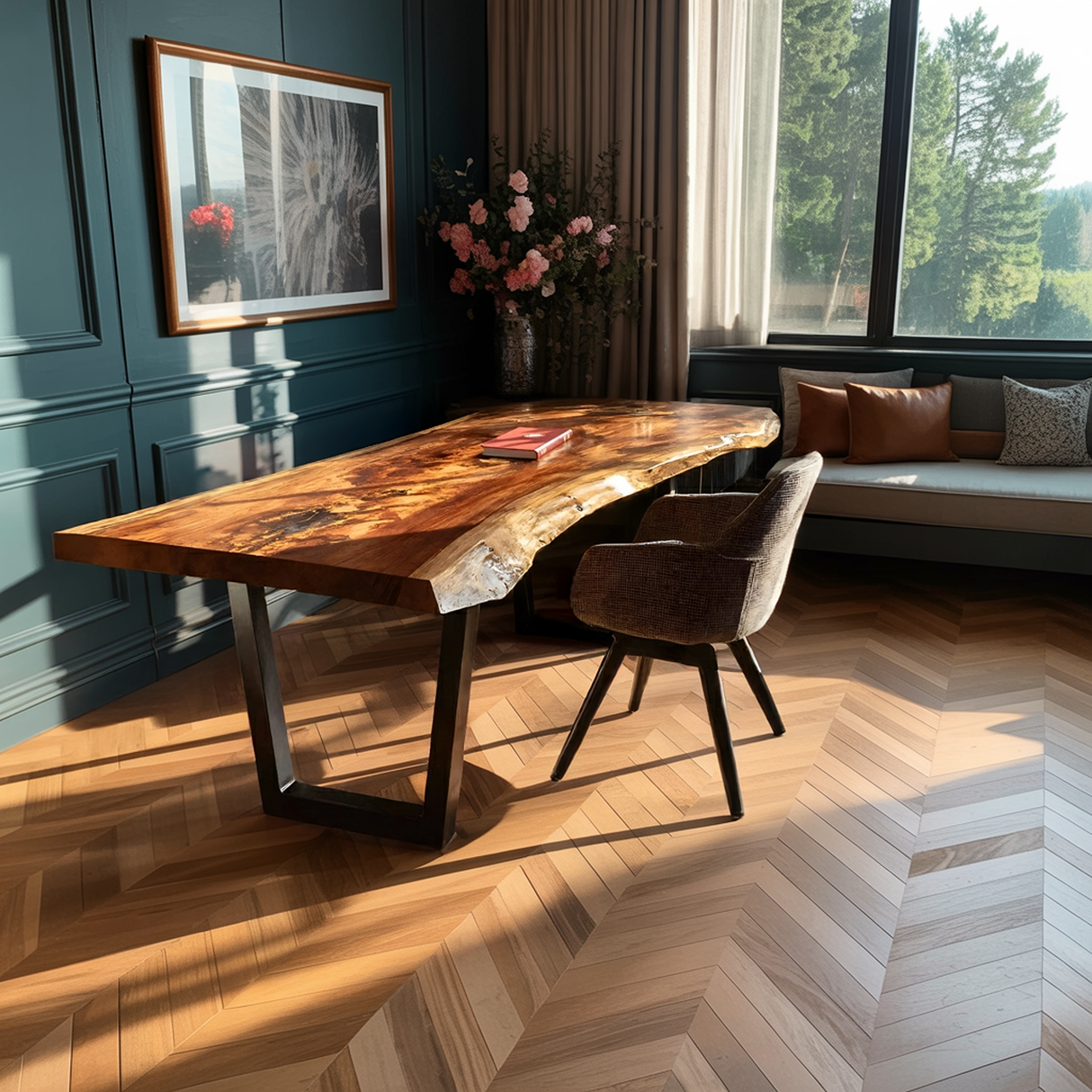 Mid Century Natural Wooden Tabletop For Decor