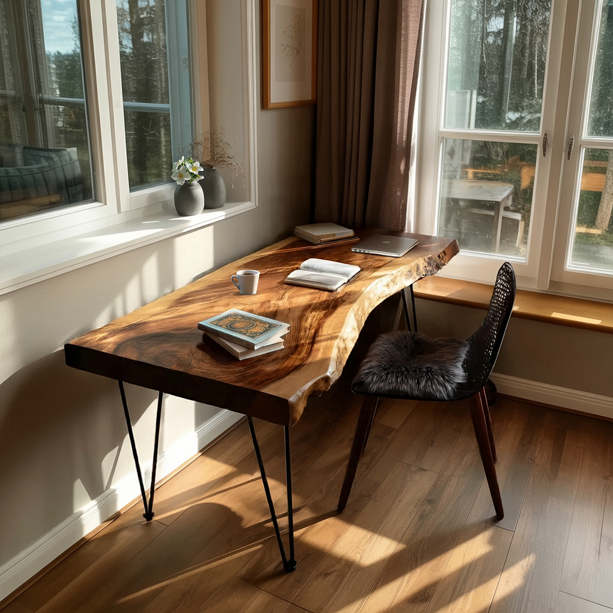 Handcrafted Live Edge Desk For Living Room Style