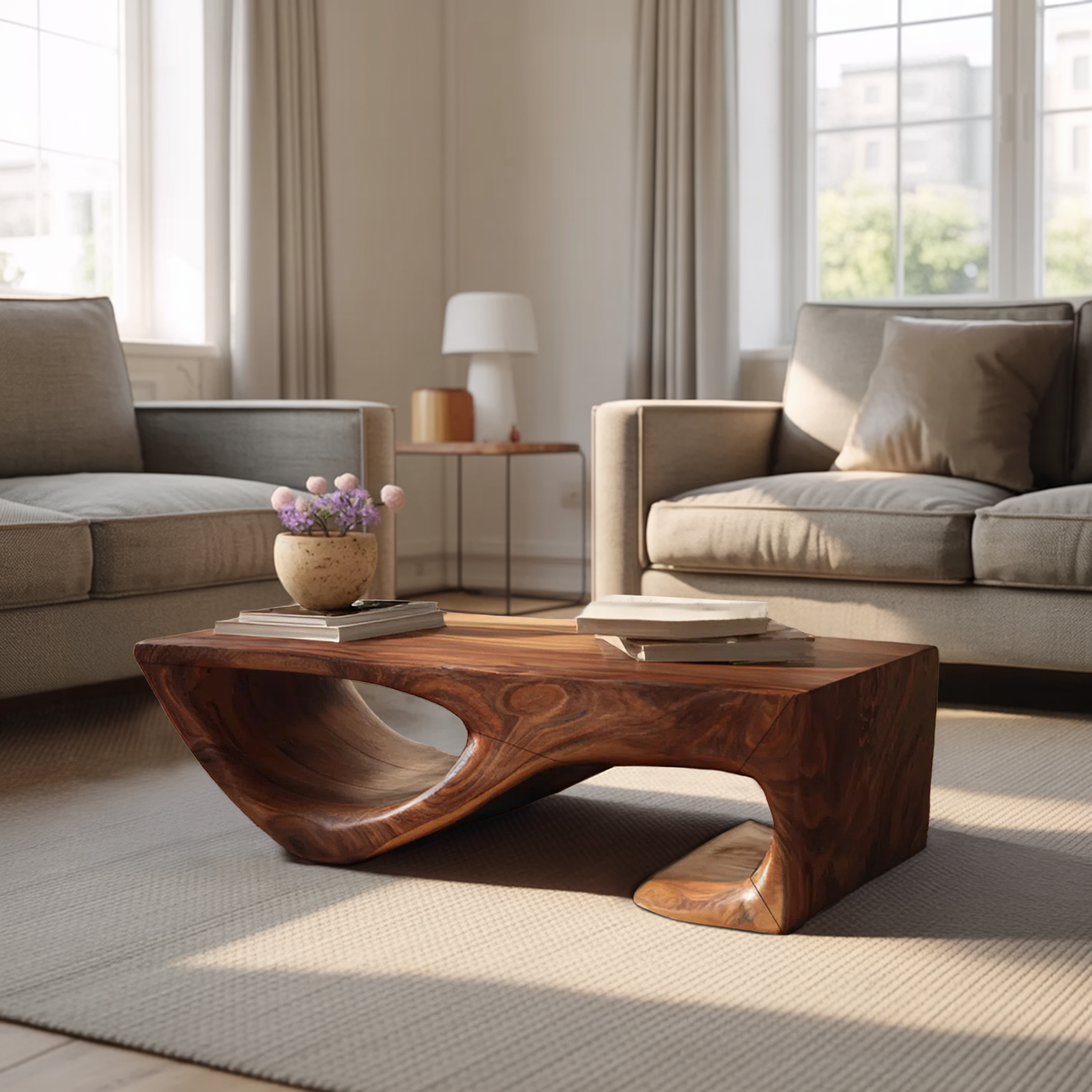 Minimal Curved Coffee Table For Living Room