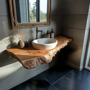 Farmhouse Bathroom Vanity In Solid Wood With Shelf