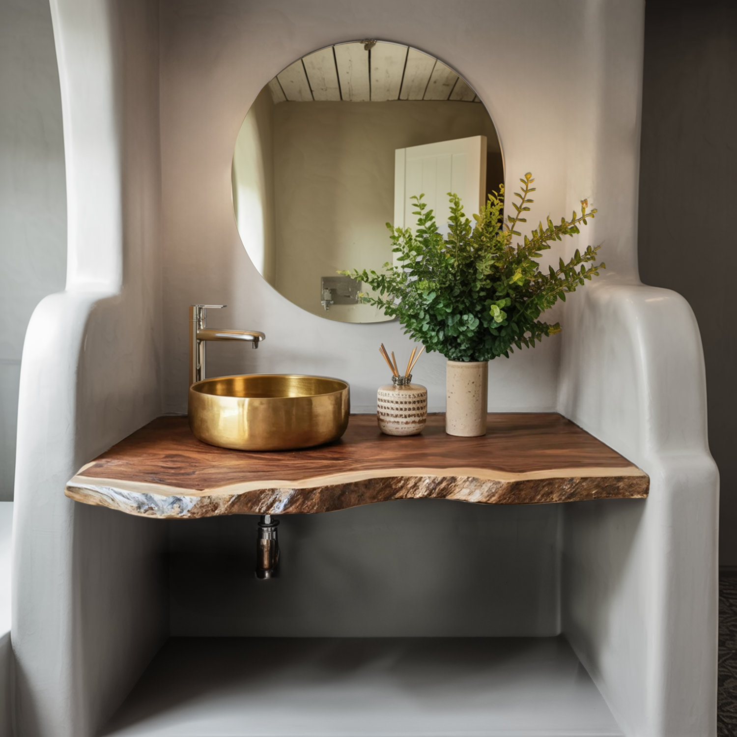 Mid Century Solid Wood Vanity For Furniture Decor