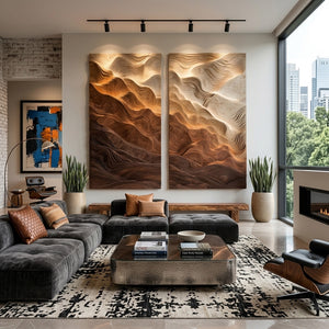 Modern Wavy Wooden Wall Art For Home Interior