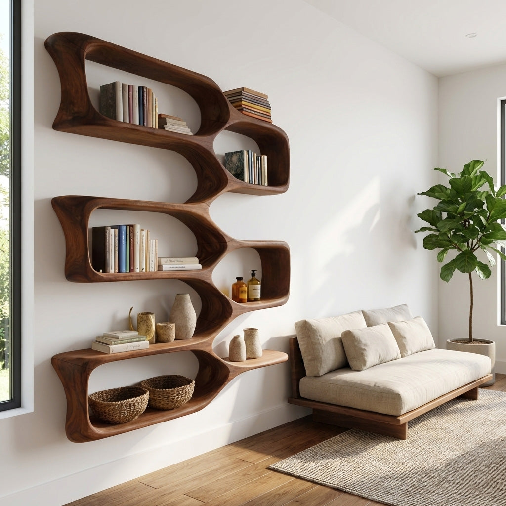 Modern Wooden Wall Shelf For Cozy Living Room Decor