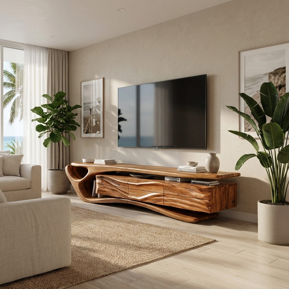 Mid Century Wooden TV Cabinet For Elegant Space