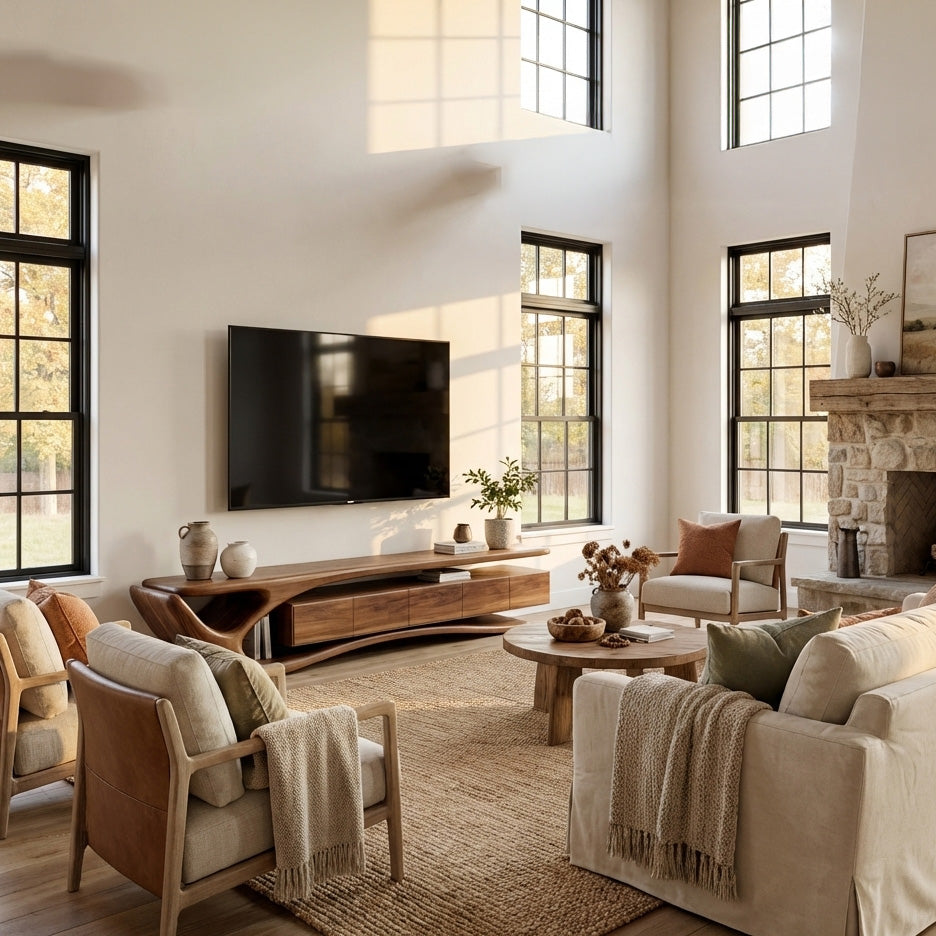Contemporary Wooden TV Cabinet For Living Room Area