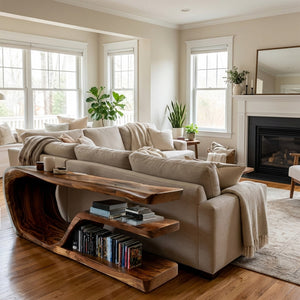 Modern Wood Console Table With Storage For Living Room