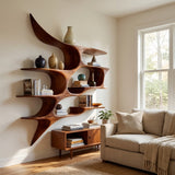 Artistic Wooden Wall Shelf For Living Room Decor