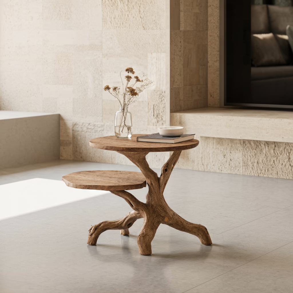 Rustic Round End Table Cozy Living Room Style