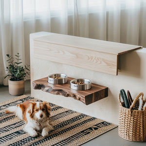 Rustic Dog Bowl Stand Handmade For Kitchen Area