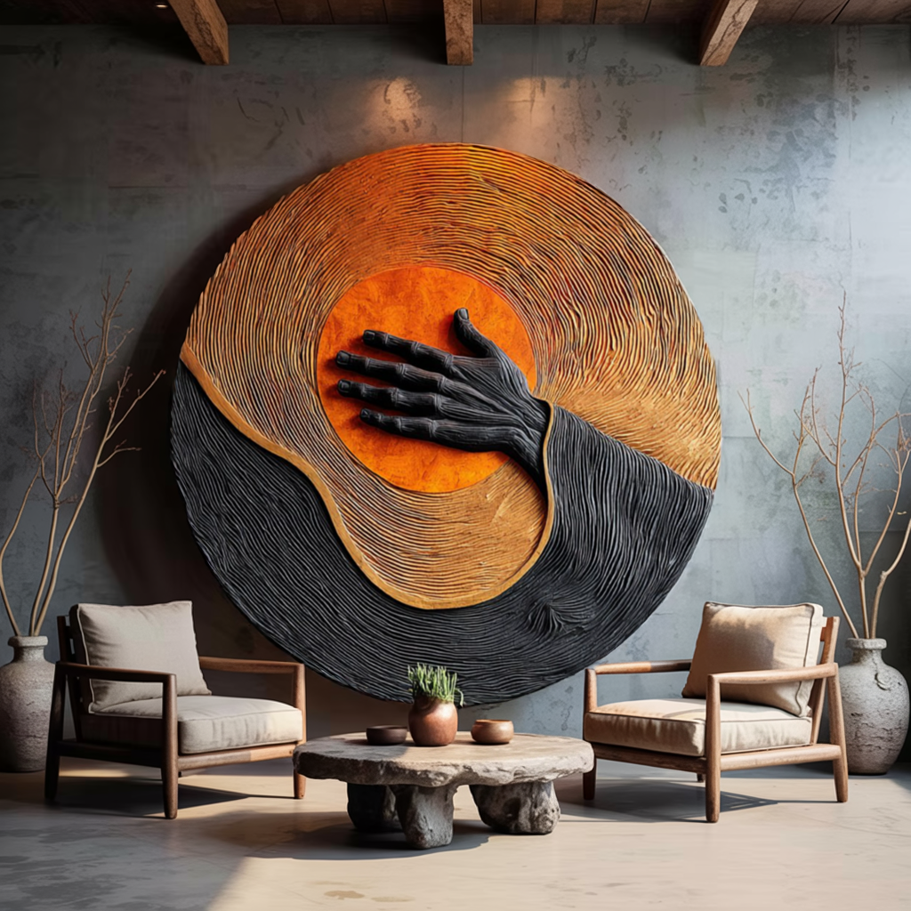 Handcrafted Wooden Wall Art Sculpture For Entryway Wall Decor