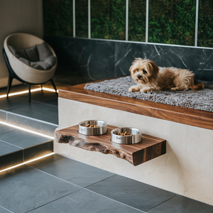 Rustic Dog Bowl Stand Handmade For Kitchen Area