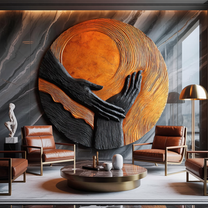 Modern Solid Wood 3D Sculpture Wall Art For Living Room Decoration