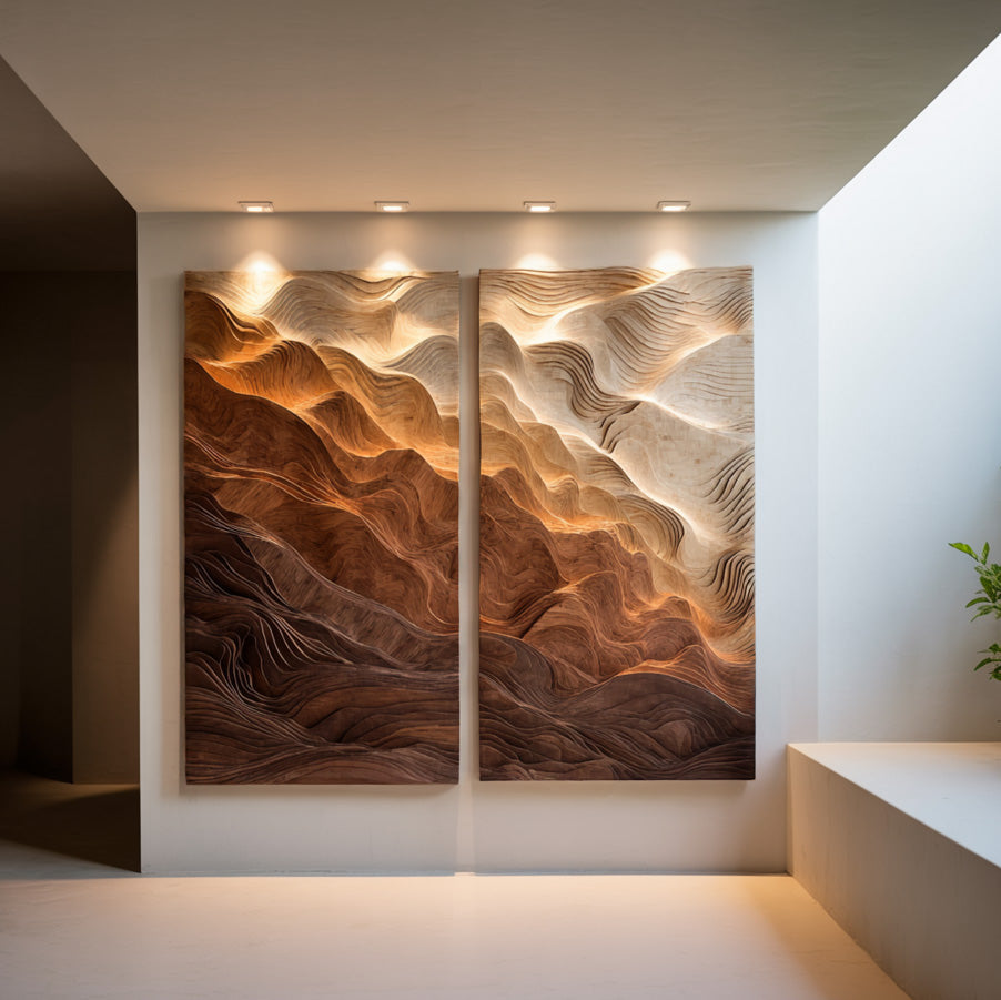 Modern Wavy Wooden Wall Art For Home Interior