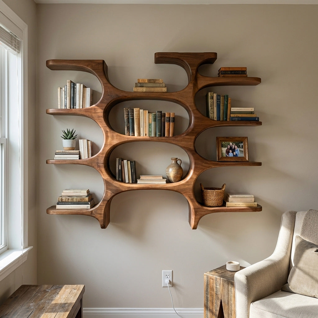 Modern Farmhouse Wooden Wall Shelf For Cozy Living Room