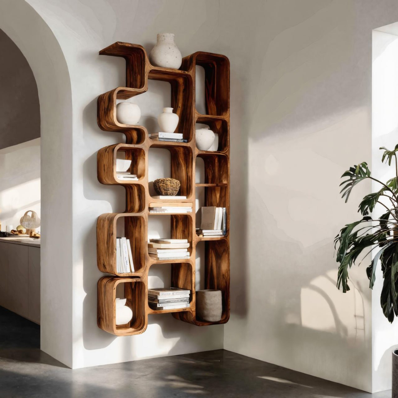 Modern Bookshelf With Integrated Compartments For Living Room