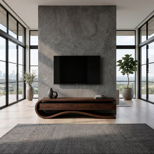 Contemporary Curved Rounded TV Console For Designer Living Room