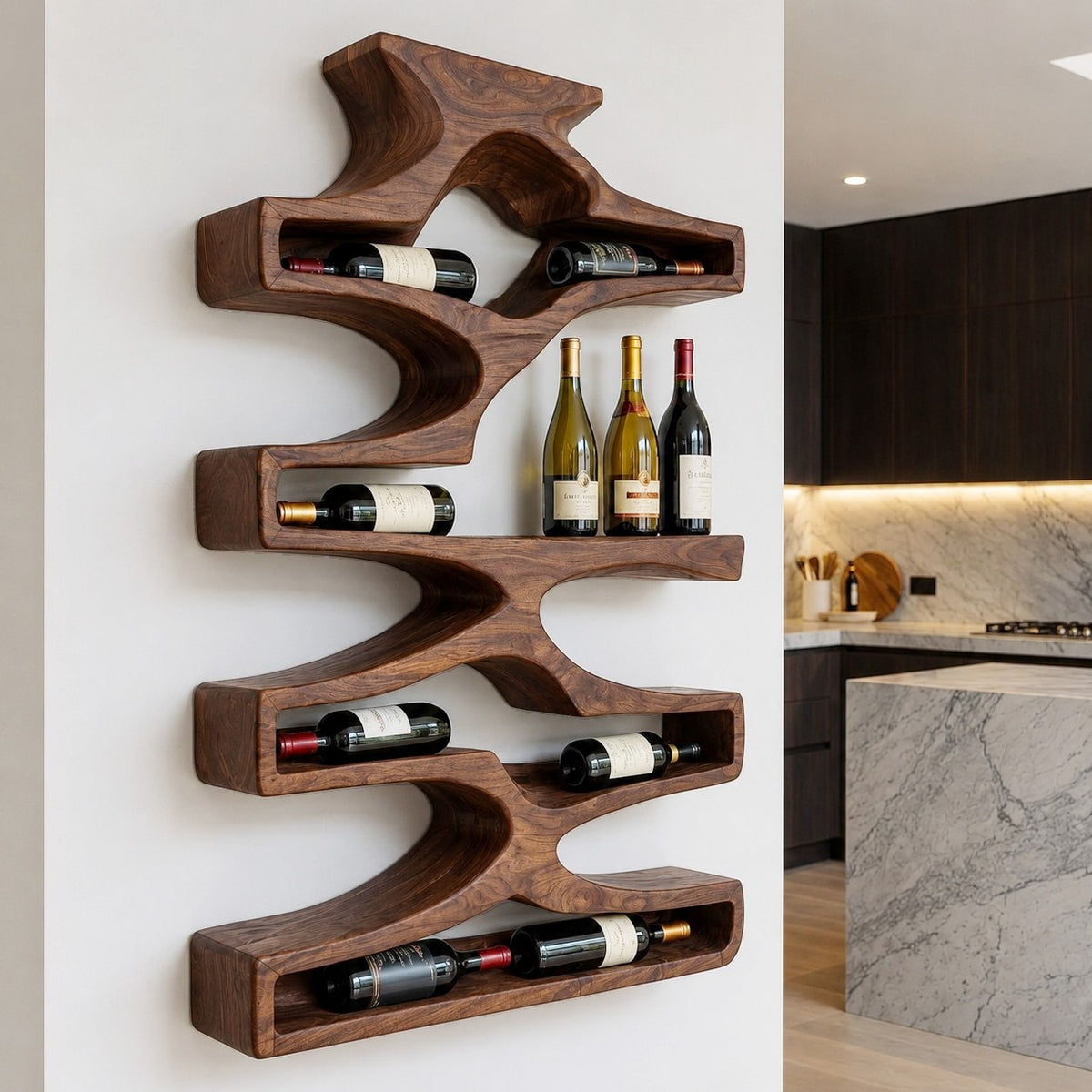 Contemporary Wall Wine Storage Natural Wood For Dining Room