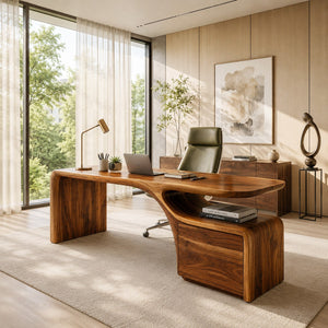 Organic Desk With Drawer Storage For Home Office