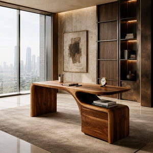 Organic Desk With Drawer Storage For Home Office