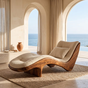 Organic Modern Natural Wood Lounge Chair For Reading Nook