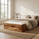 Modern Natural Wood Storage Bench For End Of Bed